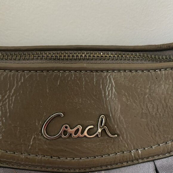 COACH Purse Vintage Ashley Dotted Op Art Jacquard & Leather Gray Hobo Bag - Picture 2 of 9